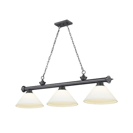 Z-Lite Cordon 3 Light Billiard, Bronze Plate & Matte Opal 2306-3BP-AMO14